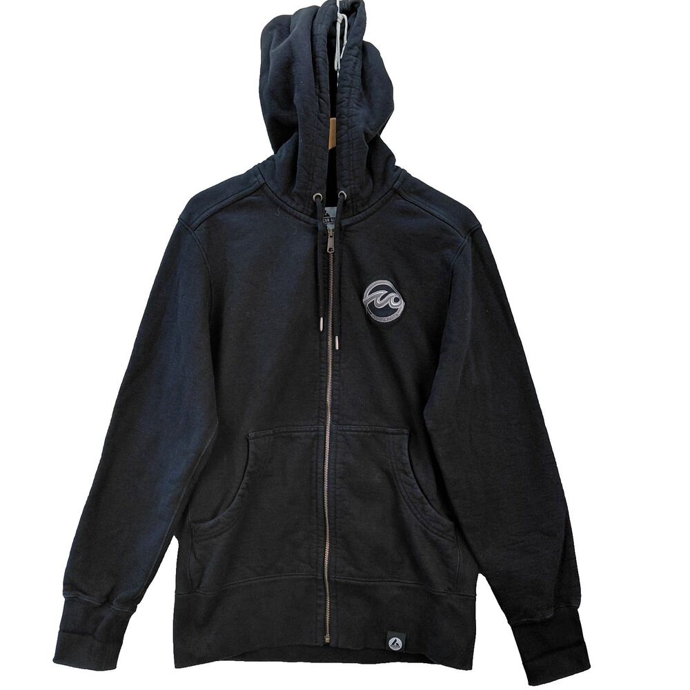 American Giant Moto Hoodie Mens Medium Black Full Zip Heavyweight Sweatshirt USA